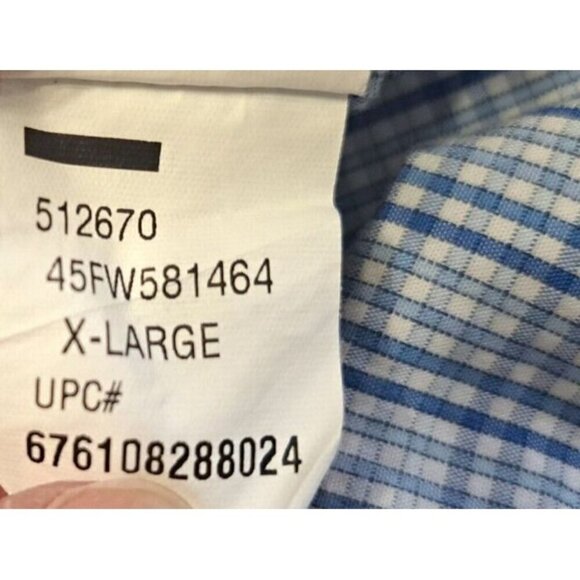 Izod Men's XL Cotton Long Sleeve Blue Plaid Button Down Shirt Button Cuff - Picture 9 of 9